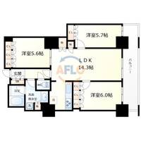 阿波座ライズタワーズフラッグ46 OMPタワーの間取り