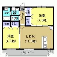 鹿児島県鹿児島市平川町(マンション)の賃貸物件の間取り
