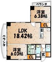 クロスコート門司港の間取り
