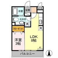 栃木県宇都宮市簗瀬町(アパート)の賃貸物件の間取り