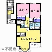 徳島県板野郡北島町鯛浜字川久保(アパート)の賃貸物件の間取り