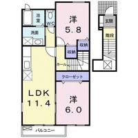 山口県岩国市玖珂町(アパート)の賃貸物件の間取り