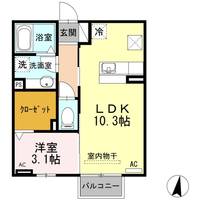 愛知県豊橋市草間町字郷裏(アパート)の賃貸物件の間取り