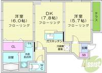 北海道札幌市北区東茨戸一条3(アパート)の賃貸物件の間取り