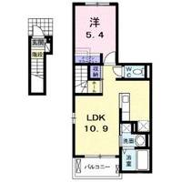 広島県福山市山手町1(アパート)の賃貸物件の間取り