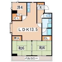 福島県郡山市桜木1(マンション)の賃貸物件の間取り