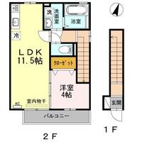広島県福山市駅家町大字万能倉(アパート)の賃貸物件の間取り