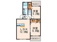 福岡県直方市大字感田(マンション)の賃貸物件の間取り