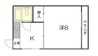 京都府京都市左京区北白川丸山町(アパート)の賃貸物件の間取り