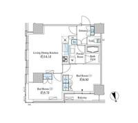 東京都港区芝浦4(マンション)の賃貸物件の間取り