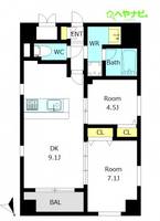 愛知県名古屋市中区千代田4(マンション)の賃貸物件の間取り