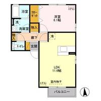 茨城県つくば市学園の森1(アパート)の賃貸物件の間取り