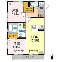 静岡県浜松市中央区上西町(アパート)の賃貸物件の間取り