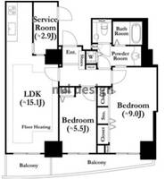 東京都新宿区河田町(マンション)の賃貸物件の間取り