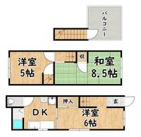 大阪府大阪市東住吉区南田辺4(一戸建)の賃貸物件の間取り