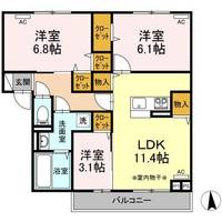 福島県福島市野田町6(アパート)の賃貸物件の間取り