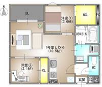 岡山県岡山市北区広瀬町(アパート)の賃貸物件の間取り