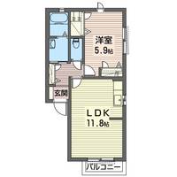 栃木県栃木市沼和田町(アパート)の賃貸物件の間取り