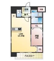 大阪府大阪市浪速区大国1(マンション)の賃貸物件の間取り