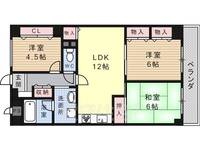 大阪府高槻市登町(マンション)の賃貸物件の間取り