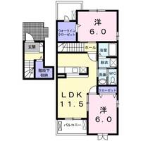 茨城県下妻市田町1(アパート)の賃貸物件の間取り