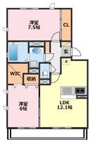 千葉県柏市篠籠田(アパート)の賃貸物件の間取り