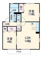 山梨県甲府市富竹2(アパート)の賃貸物件の間取り