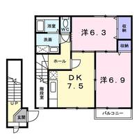 茨城県石岡市鹿の子2(アパート)の賃貸物件の間取り
