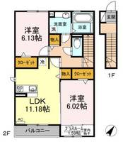 愛知県名古屋市南区鳴尾1(アパート)の賃貸物件の間取り
