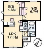 岡山県倉敷市林(アパート)の賃貸物件の間取り