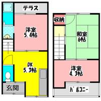 大阪府守口市大枝南町(一戸建)の賃貸物件の間取り