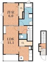 大阪府大阪市東住吉区北田辺4(アパート)の賃貸物件の間取り