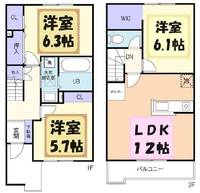栃木県真岡市さくら2(アパート)の賃貸物件の間取り