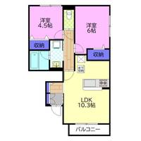 栃木県栃木市藤岡町藤岡(アパート)の賃貸物件の間取り