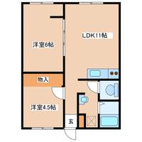 宮崎県都城市郡元町(アパート)の賃貸物件の間取り