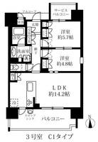 愛知県名古屋市西区那古野2(マンション)の賃貸物件の間取り