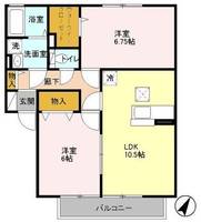 神奈川県伊勢原市下糟屋(アパート)の賃貸物件の間取り