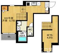 宮城県仙台市若林区裏柴田町(アパート)の賃貸物件の間取り
