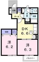 栃木県塩谷郡高根沢町大字平田(アパート)の賃貸物件の間取り