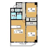 岡山県岡山市北区大学町(マンション)の賃貸物件の間取り
