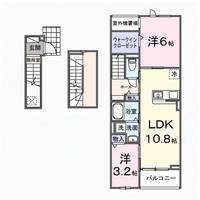 埼玉県草加市稲荷3(アパート)の賃貸物件の間取り