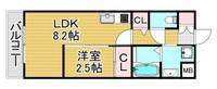 福岡県福岡市東区千早6(マンション)の賃貸物件の間取り