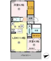 熊本県熊本市北区龍田陳内1(アパート)の賃貸物件の間取り