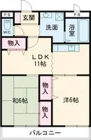 奈良県奈良市法蓮町(マンション)の賃貸物件の間取り