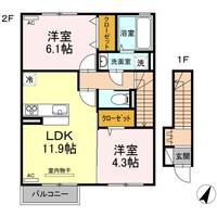 福島県郡山市安積町笹川字四角坦(アパート)の賃貸物件の間取り