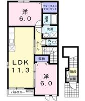 岡山県倉敷市児島柳田町(アパート)の賃貸物件の間取り