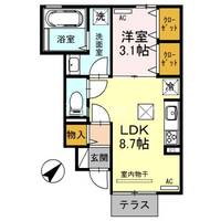 熊本県熊本市北区清水新地2(アパート)の賃貸物件の間取り