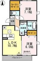岐阜県羽島郡岐南町伏屋2(アパート)の賃貸物件の間取り