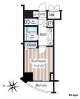 東京都港区新橋6(マンション)の賃貸物件の間取り