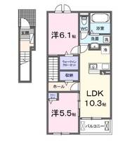 高知県香南市野市町西野(アパート)の賃貸物件の間取り